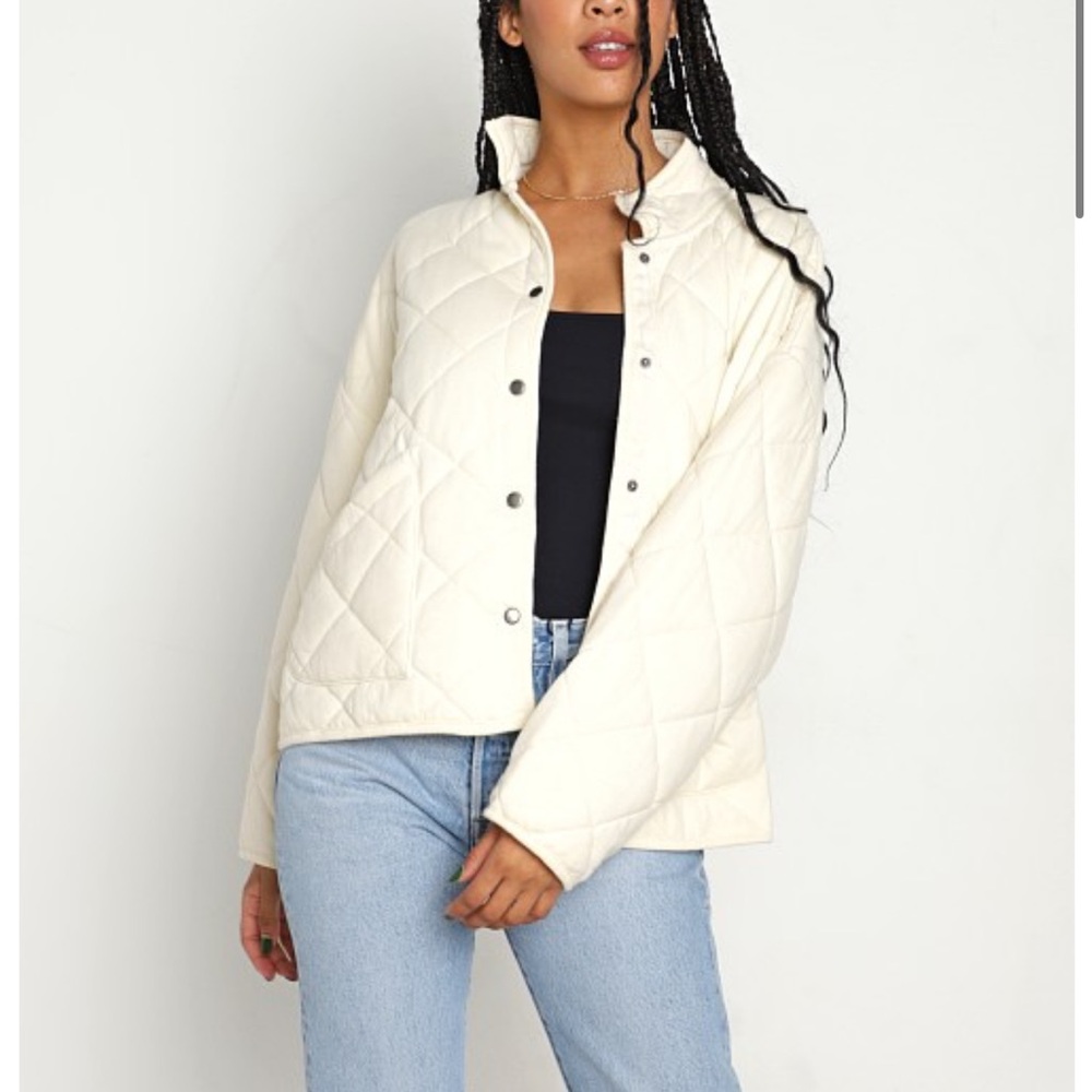 Z Supply Maya Quilted Jacket in Bone. Size XS